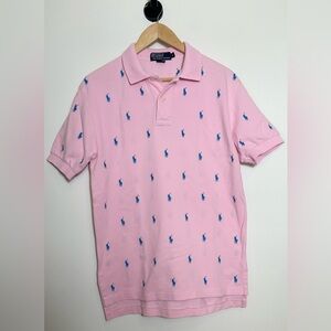 Polo by Ralph Lauren Men’s Pink Polo shirt. Size small, Ponies all over design.